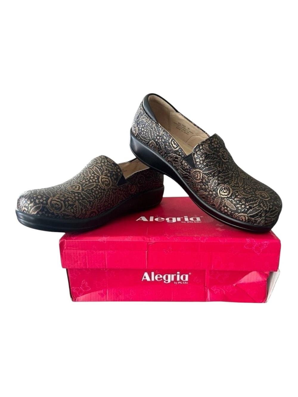 Alegria Keli Bronze Age Embossed Leather Clogs Size 41 / 10.5-11